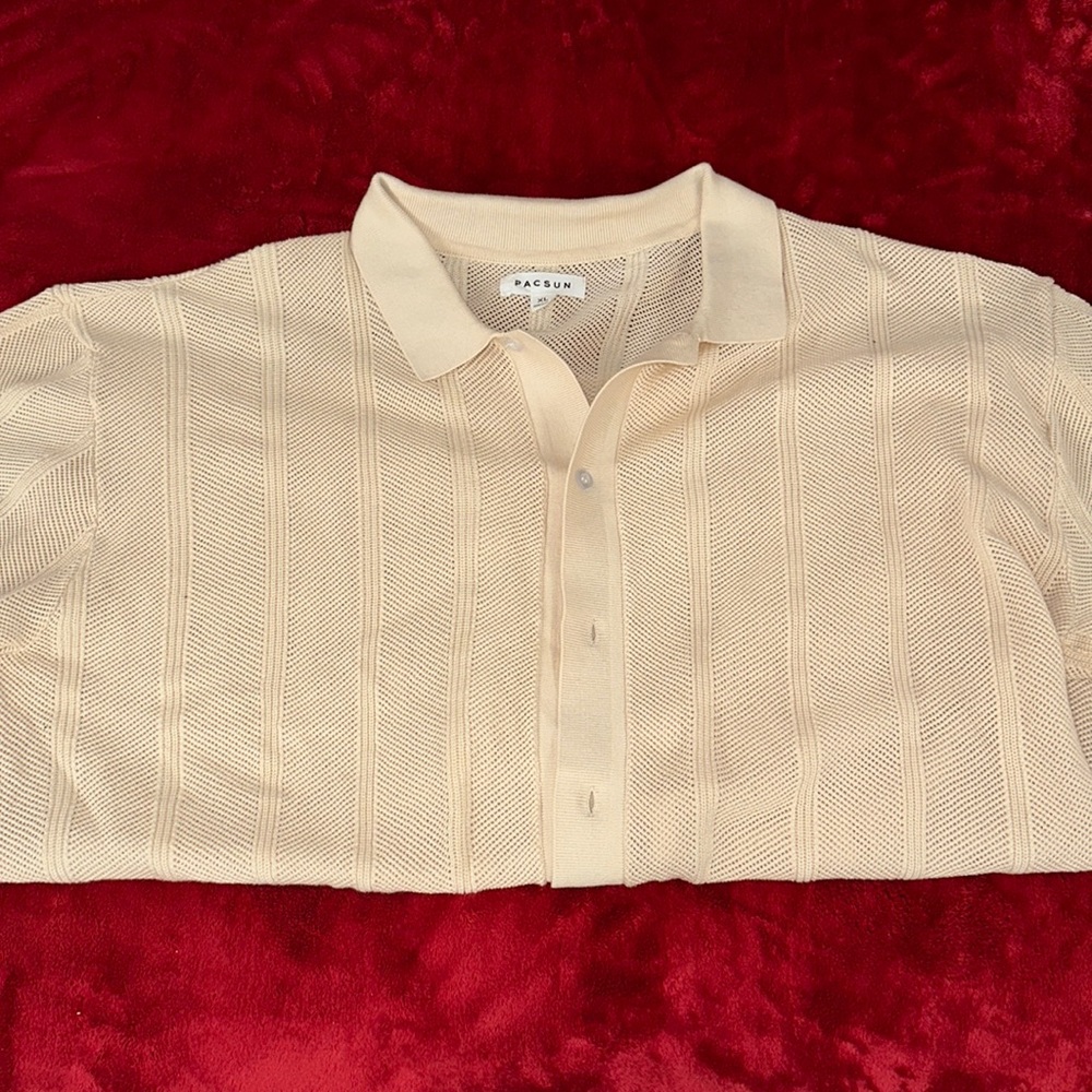 Cream / Tan PacSun SeeThru Button Up Shirt
